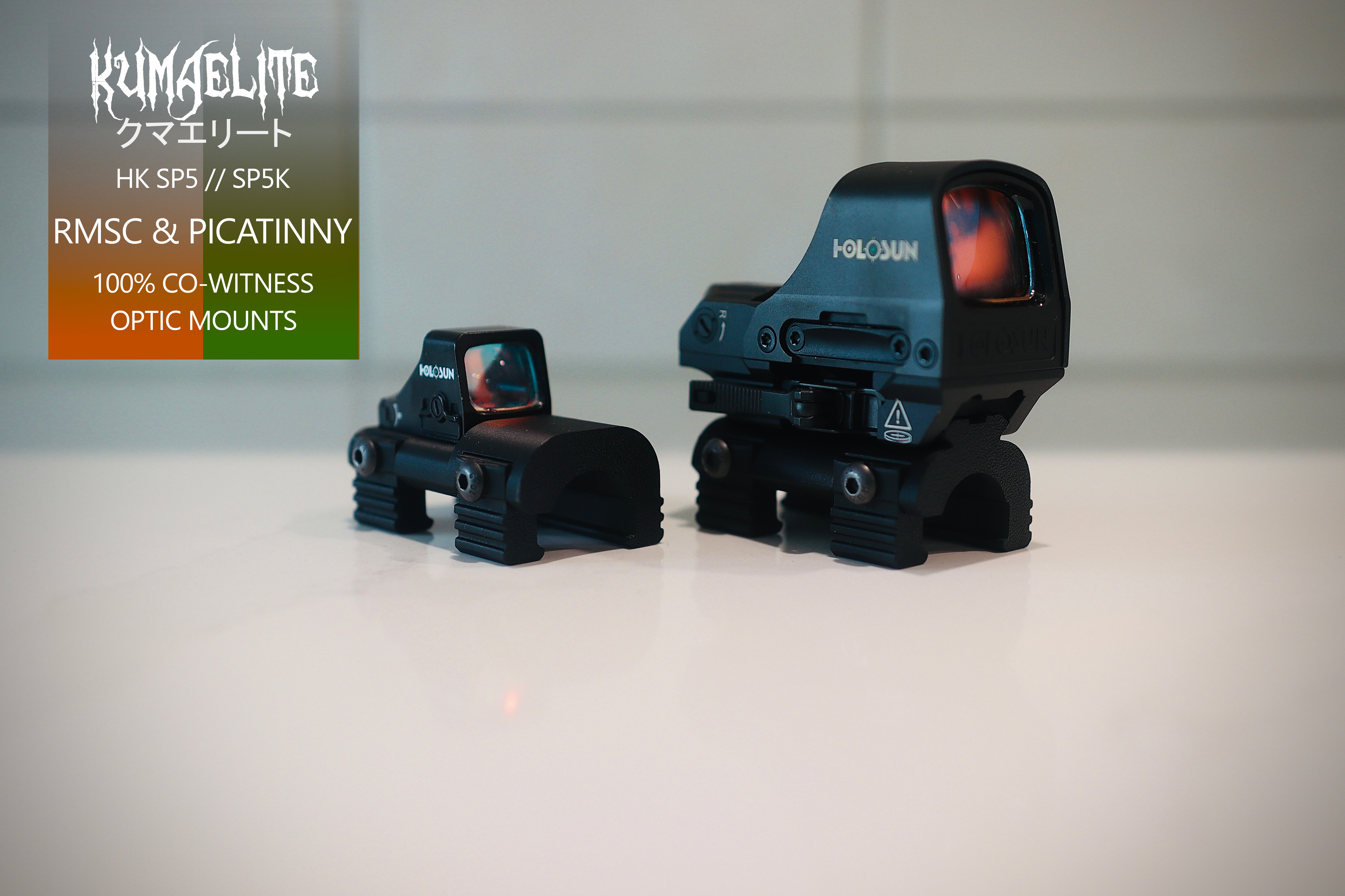 KUMA ELITE MP5 SP5 RMR 100% Co-Witness Optic Mount and Tactical